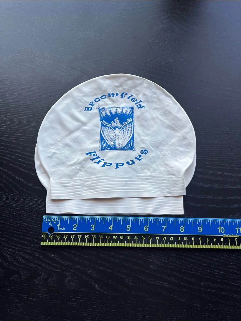 Vintage Broomfield Flippers White Latex Swim Caps Lot of 2